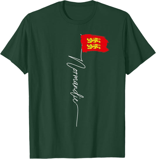 Normandy Lions Flag Yellow Man Woman Normandy France , Black T-Shirt - T-Shirt | Forest