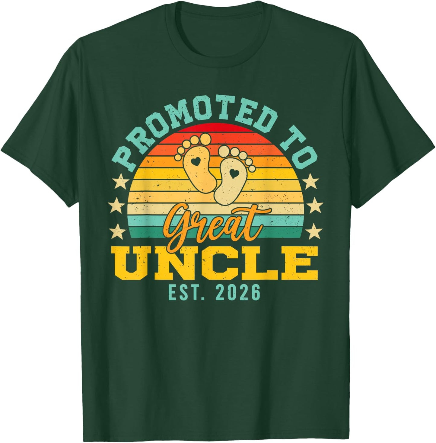 Retro Vintage Promoted to Great Uncle Est 2026 T-Shirt - T-Shirt | Forest