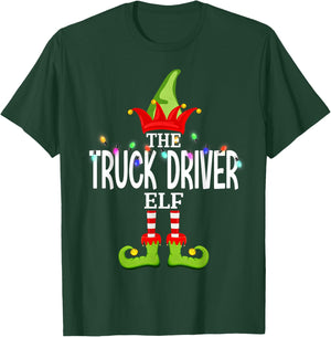 The Truck Driver Elf Christmas Matching Pajamas T-Shirt - T-Shirt | Forest