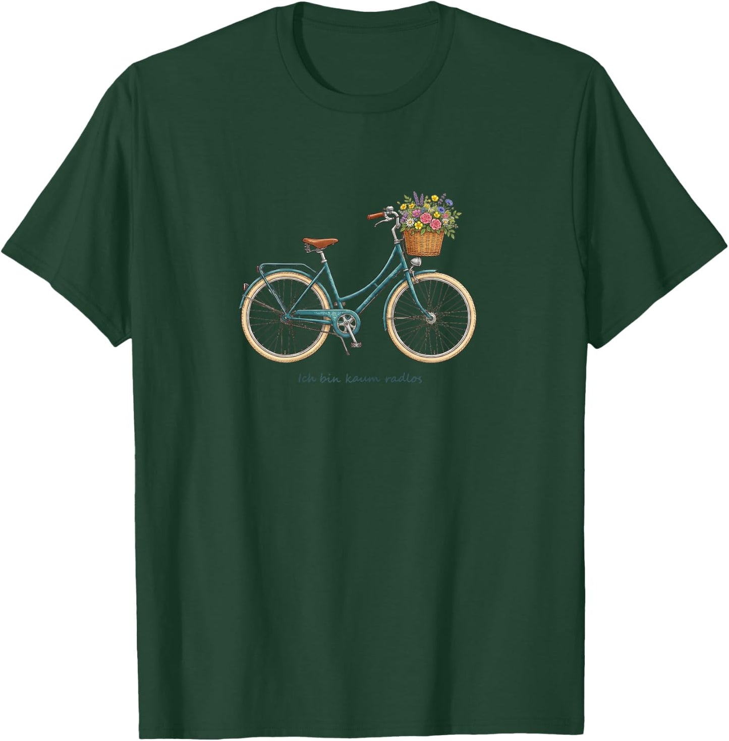 Ich Bin kaum radlos Fahrrad Spruch - Vintage Bike & Blumen T-Shirt - T-Shirt | Forest