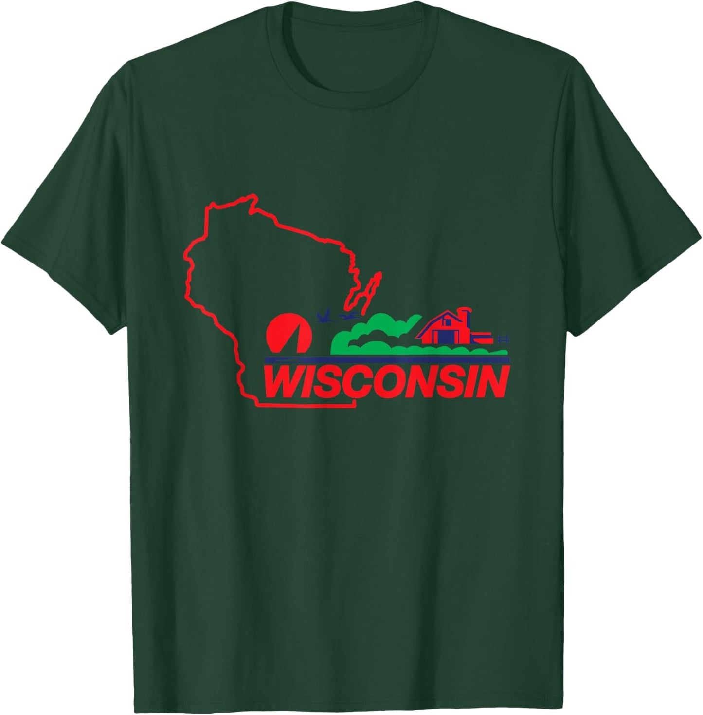 Wisconsin License Plate Wi Outline Red T-Shirt - T-Shirt | Forest