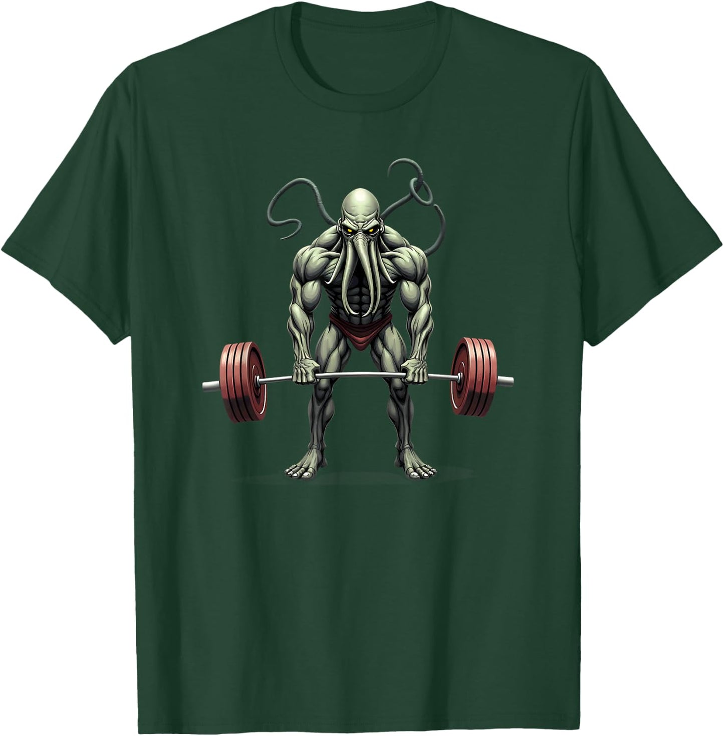 Workout Gym Cthulhu Deadlift Weightlifting T-Shirt - T-Shirt | Forest