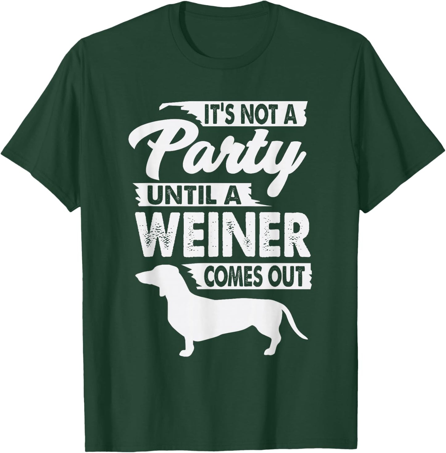 Immature Joke Designs Dachshund - Men's Small Black Party Themed Letter Print T-Shirt - T-Shirt | Forest