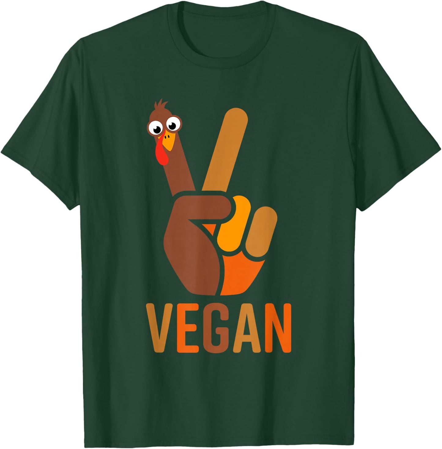 Funny Thanksgiving Shirts Women Men Peace Sign Turkey Vegan T-Shirt - T-Shirt | Forest