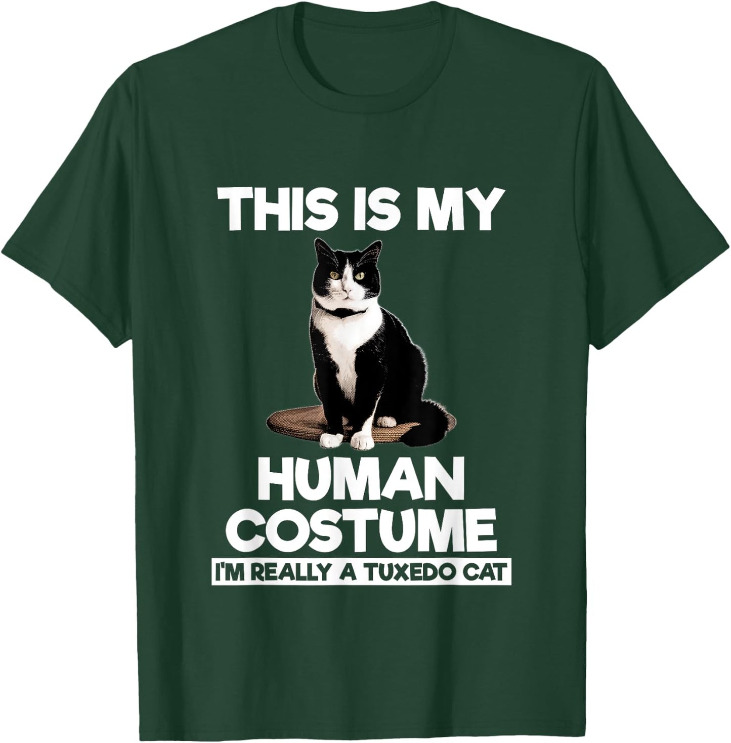 Funny Tuxedo Cat Shirt Halloween This Is My Human Costume T-Shirt - T-Shirt | Forest