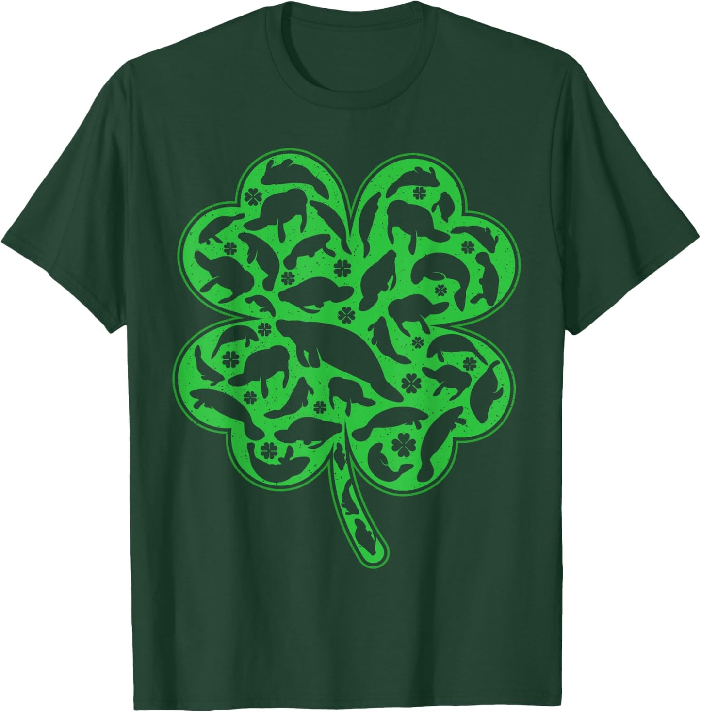 Luckiest Irish Shamrock Leaf Manatee St. Patrick's Day T-Shirt - T-Shirt | Forest