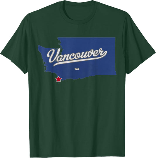 Vancouver Washington WA Map T-Shirt - T-Shirt | Forest