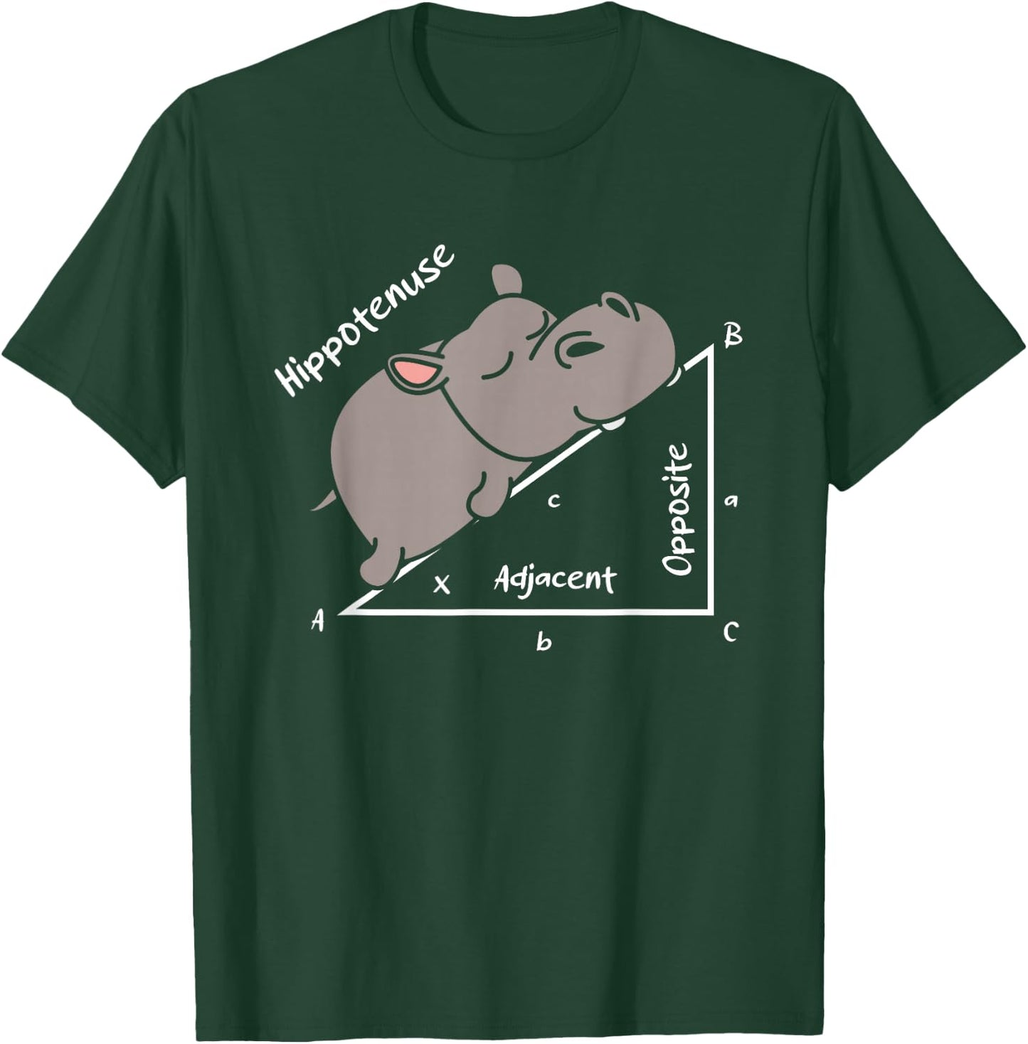 Hippotenuse Hippo Angle Function Hypotenuse Math Teacher T-Shirt - T-Shirt | Forest