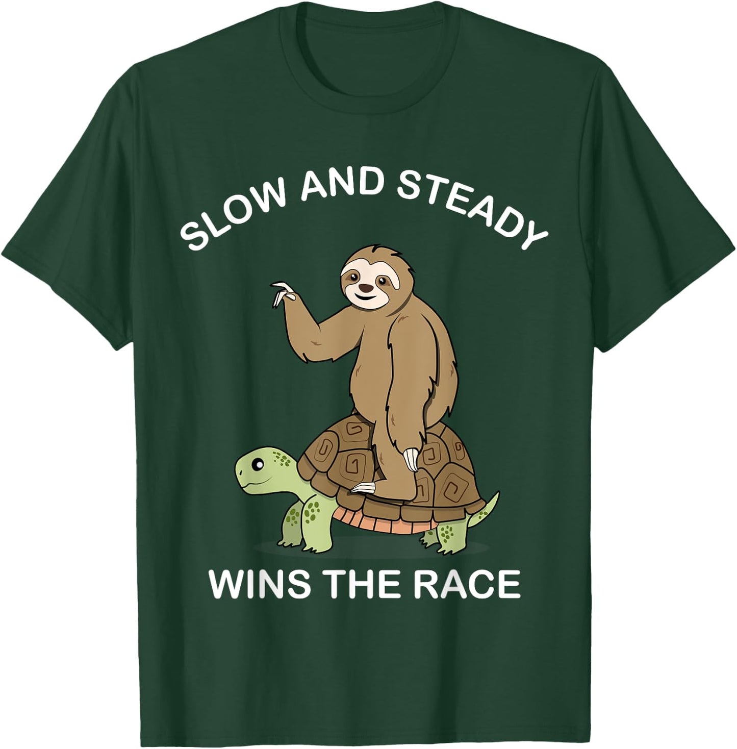 Sloth riding Turtle - slow and steady wins the race - Funny T-Shirt - T-Shirt | Forest