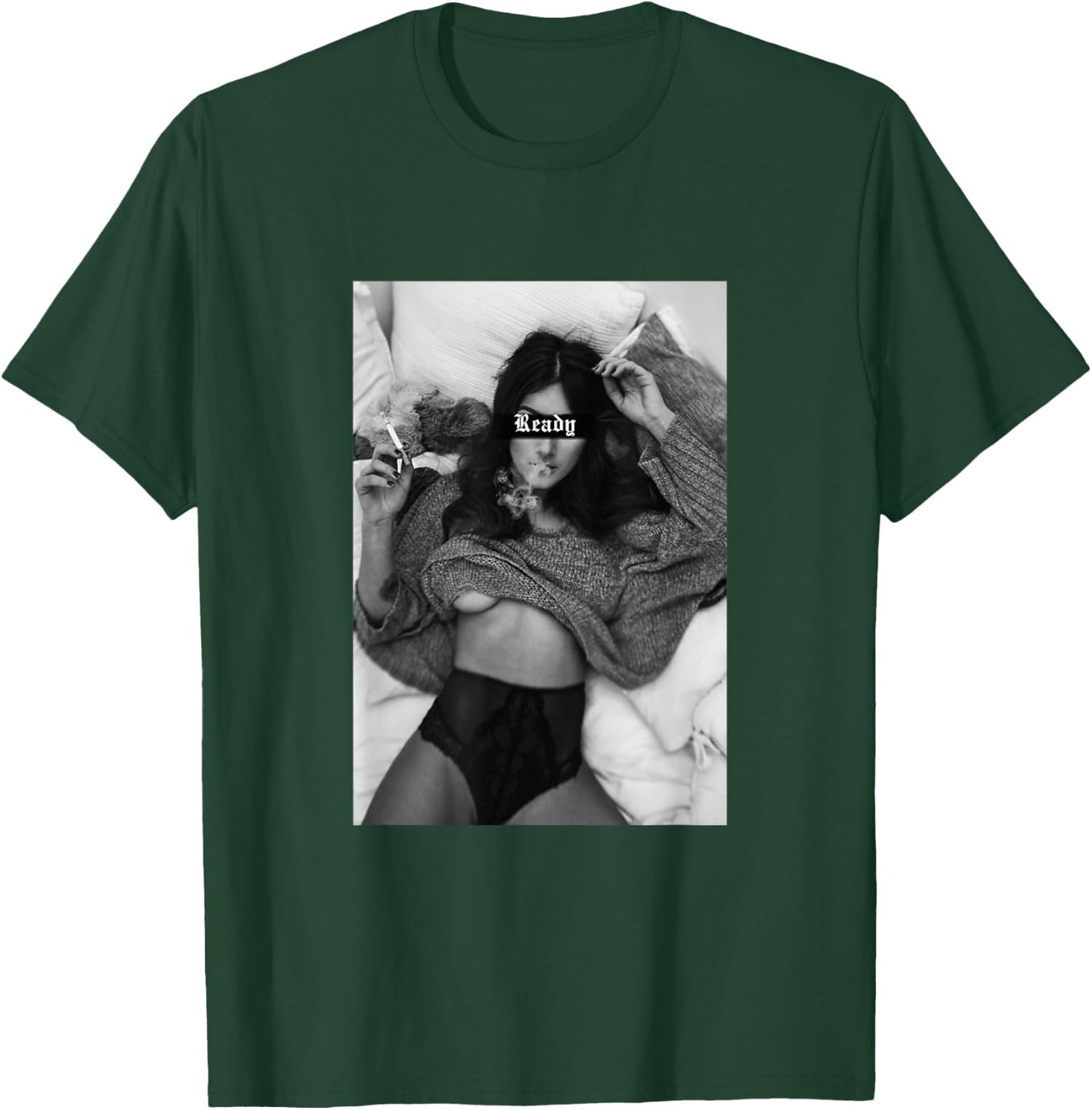 schwarz Weiß t shirt Motiv sexy Frau ist bereit interwäsche T-Shirt - T-Shirt | Forest