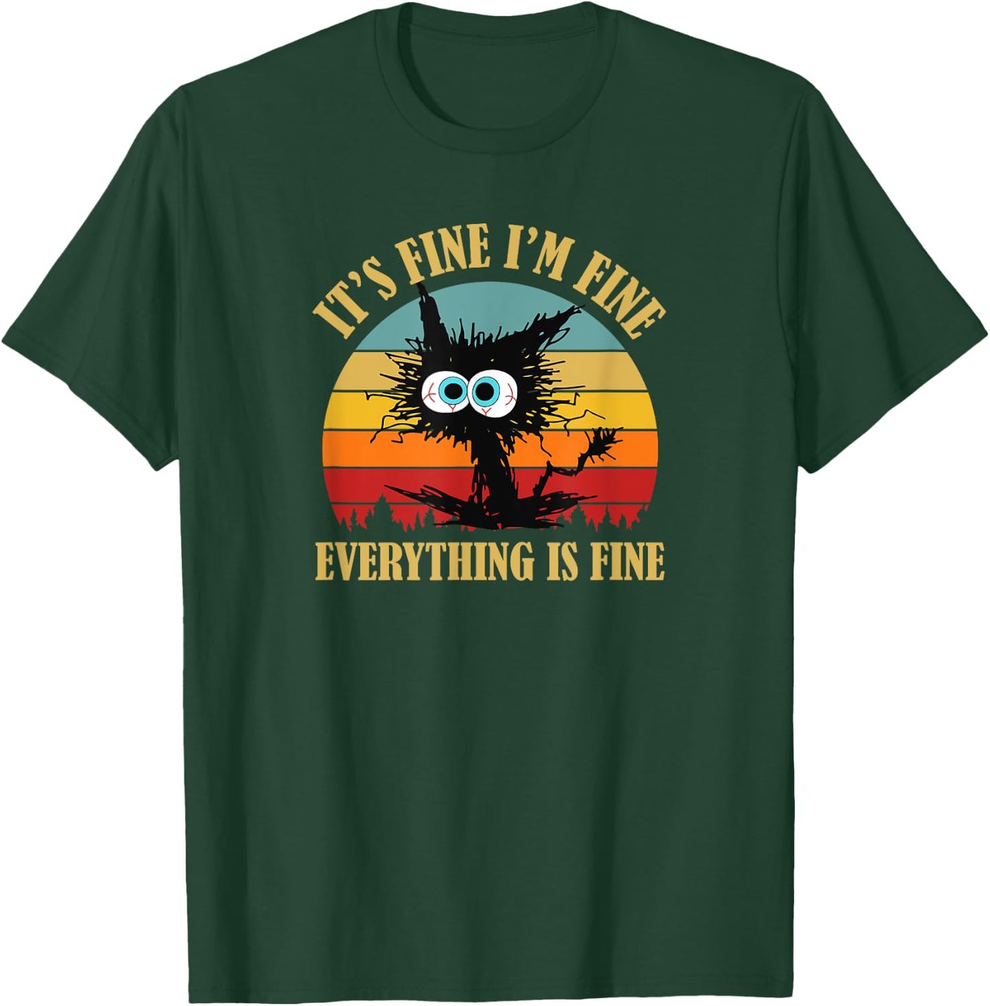 Funny Sarcastic Retro Sunset Cat Apparel -Adults Black Small Classic Fit Short Sleeve T-Shirt - T-Shirt | Forest
