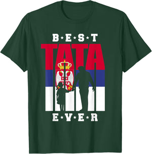 Tata Serbien Flagge Papa Serbischer Vater mit Tochter T-Shirt - T-Shirt | Forest