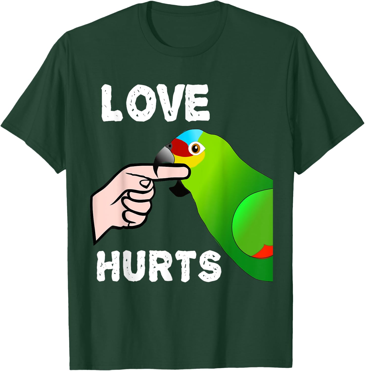 Love Hurts Red Lored Amazon Parrot T-Shirt - T-Shirt | Forest