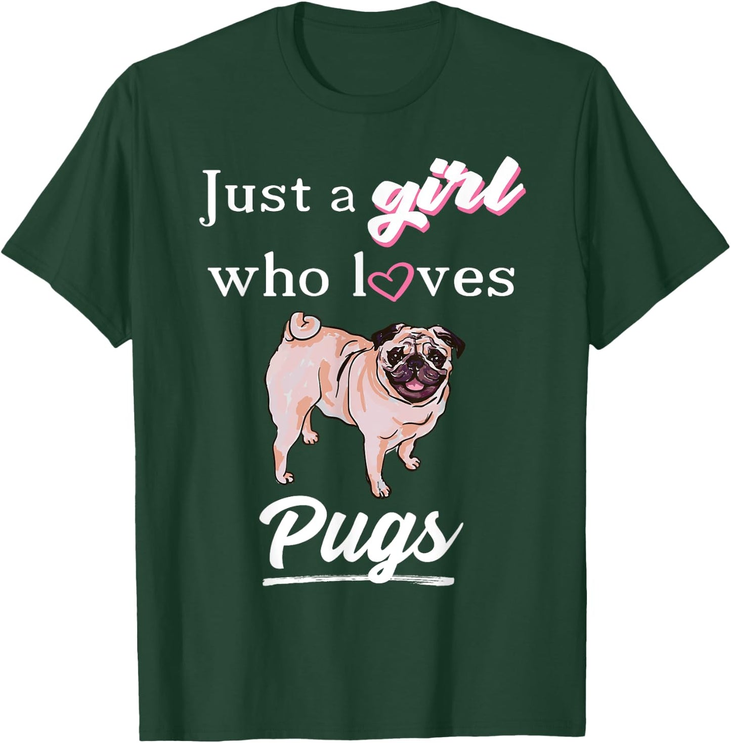 Cute Pug Shirt For Girls or Kids T-Shirt - T-Shirt | Forest