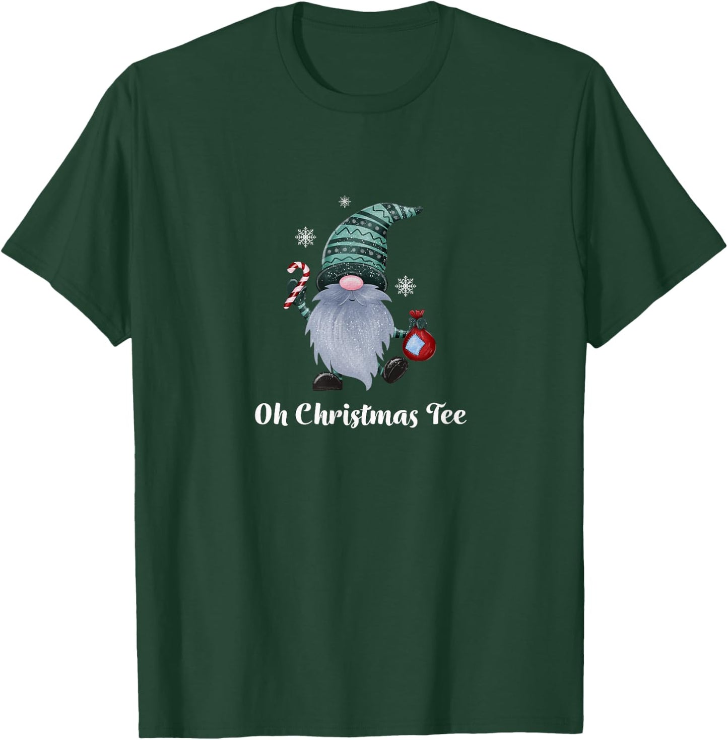 Oh Christmas Gnome Candy Cane Joyful T-Shirt - T-Shirt | Forest