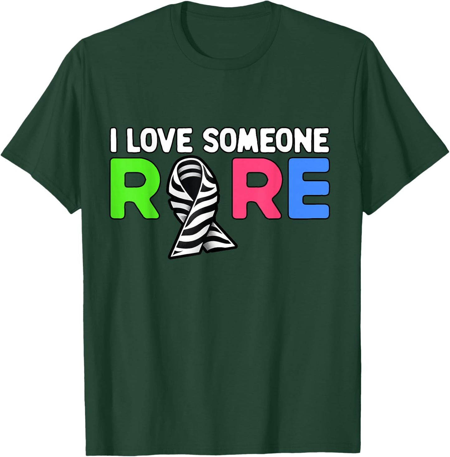 Rare Disease Awareness Zebra Ribbon, I Love Someone Rare T-Shirt - T-Shirt | Forest