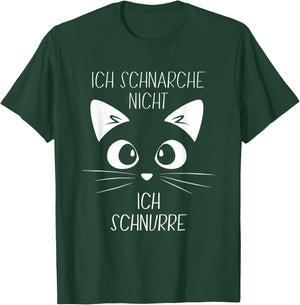 Sleep Shirt with German Text "Ich Schnarche nicht, ich schnurre" Cat , black T-Shirt - T-Shirt | Forest