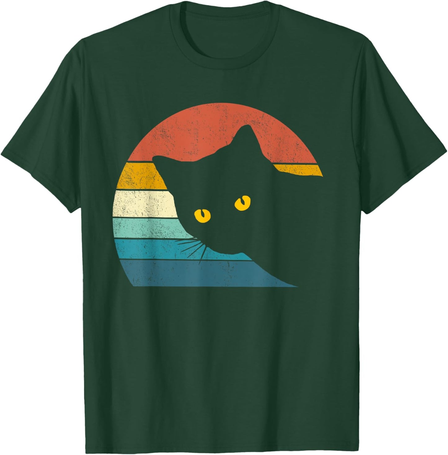 Vintage Black Cat Lover, Retro Style Cats Gift T-Shirt - T-Shirt | Forest
