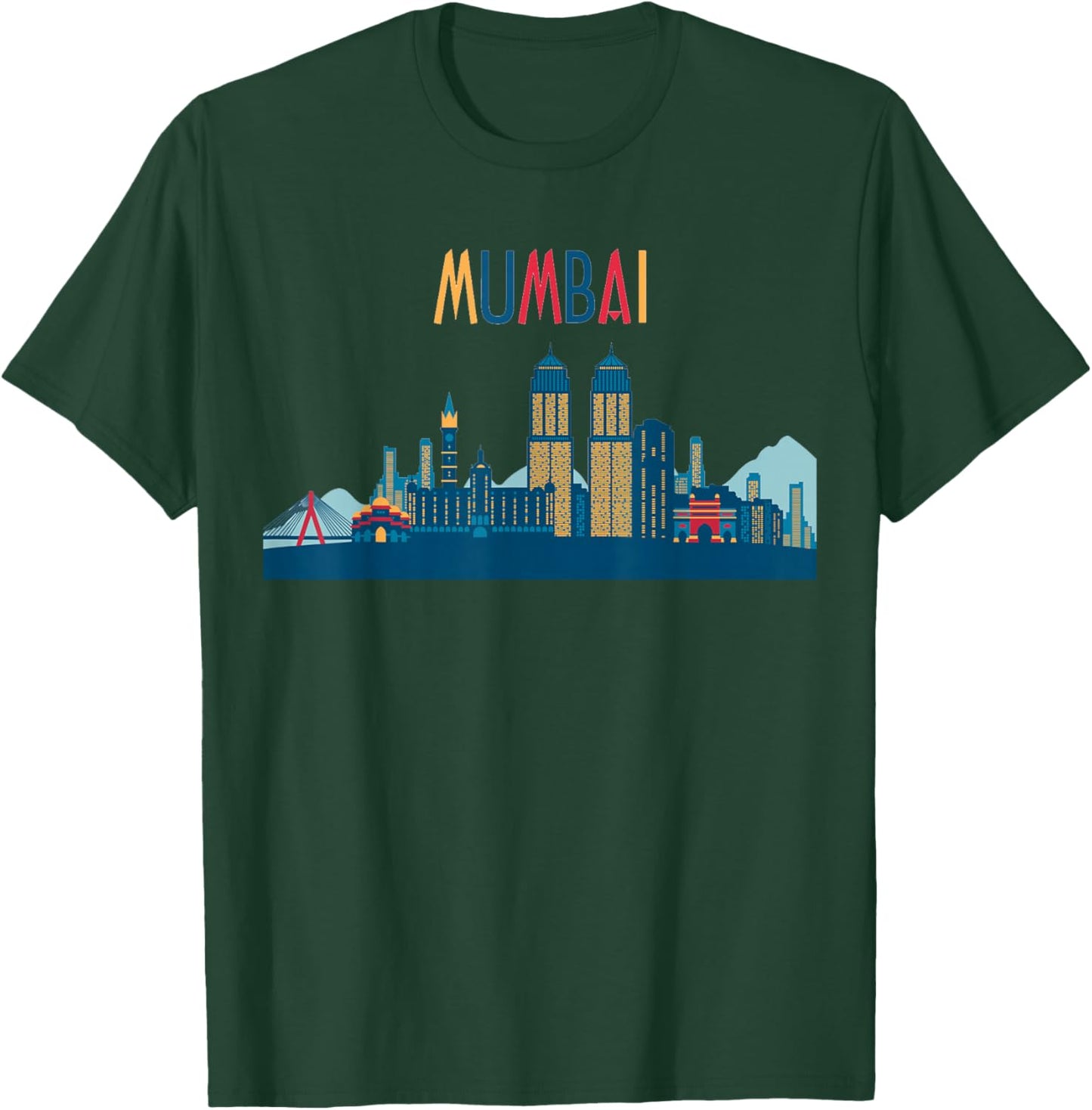 Mumbai Skyline Silhouette | Beautiful India Gift T-Shirt - T-Shirt | Forest