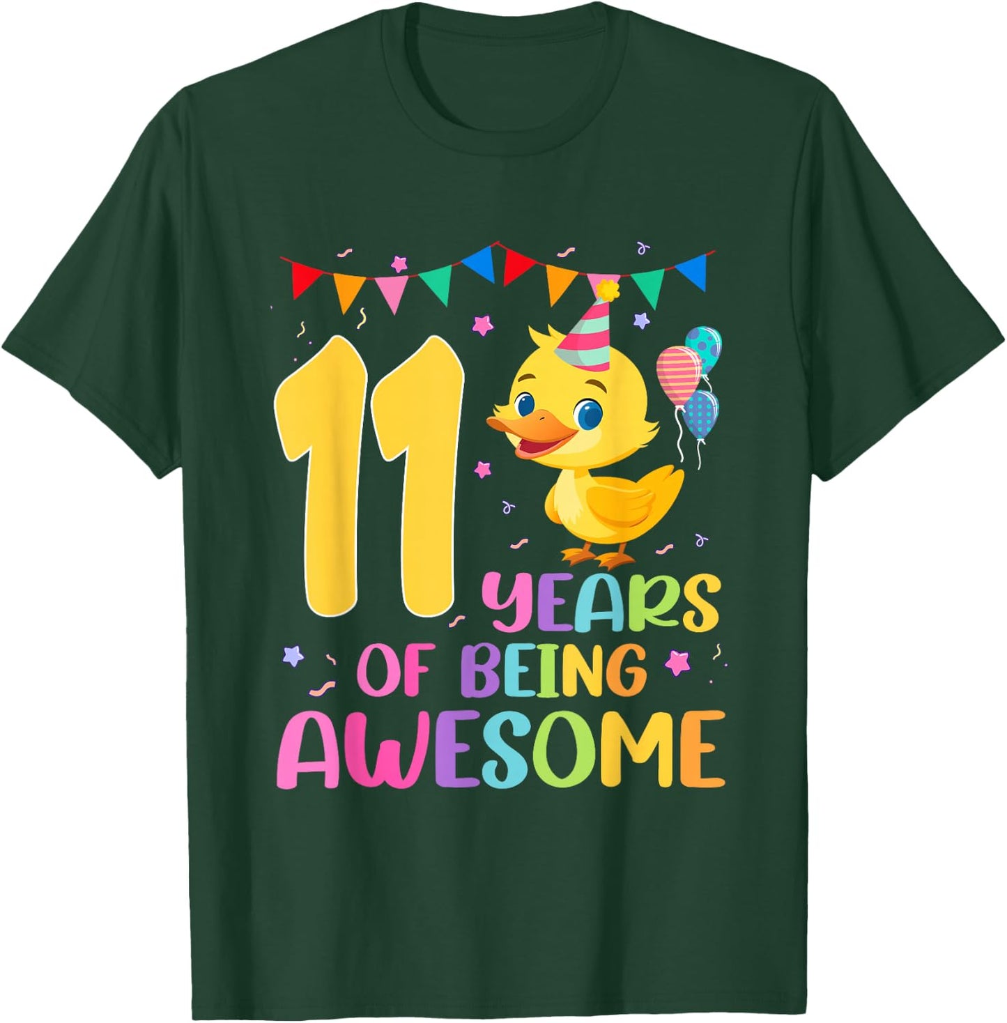11th Years Of Being Awesome 11nd Birthday Duck Theme T-Shirt - T-Shirt | Forest
