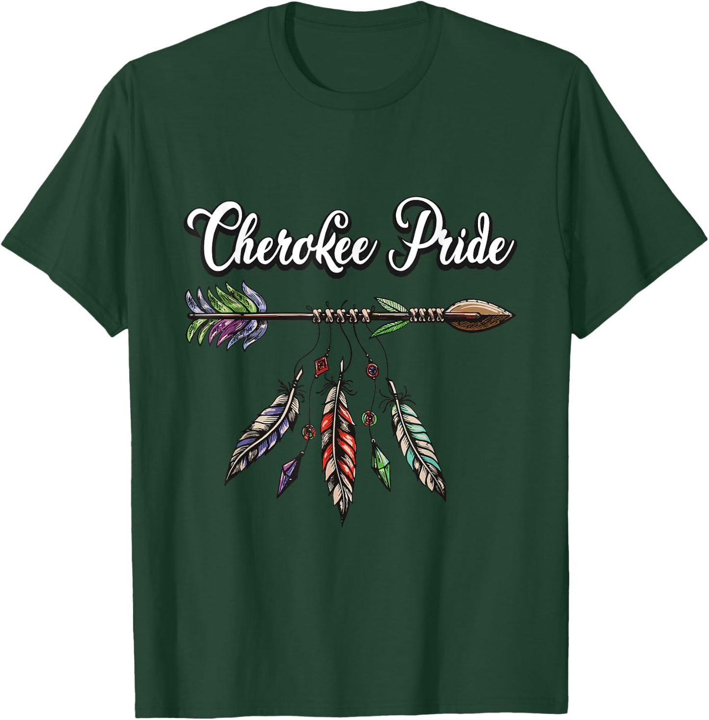 Cherokee Pride Feathers Native American T-Shirt - T-Shirt | Forest