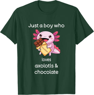 Kids Axolotl Chocolate Shirt Boys Cool Axolotl Chocolate T-Shirt - T-Shirt | Forest