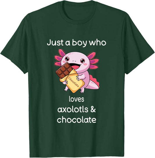Kids Axolotl Chocolate Shirt Boys Cool Axolotl Chocolate T-Shirt - T-Shirt | Forest