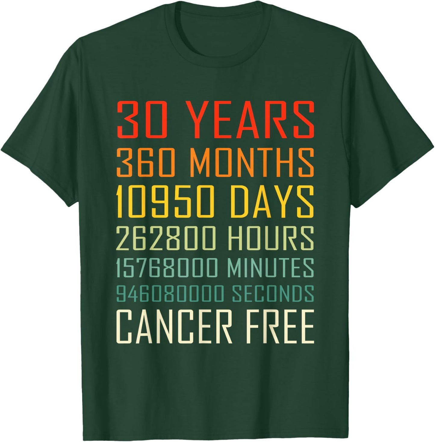 Vintage Cancer Awareness Vintage 30 Years Cancer Free T-Shirt - T-Shirt | Forest
