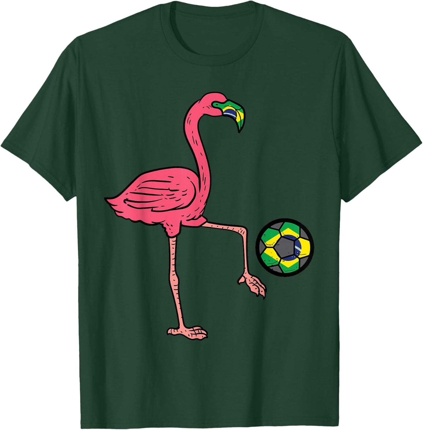 Brazilian Flamingo Brazil Flag Soccer Fan Women Girls Kids T-Shirt - T-Shirt | Forest