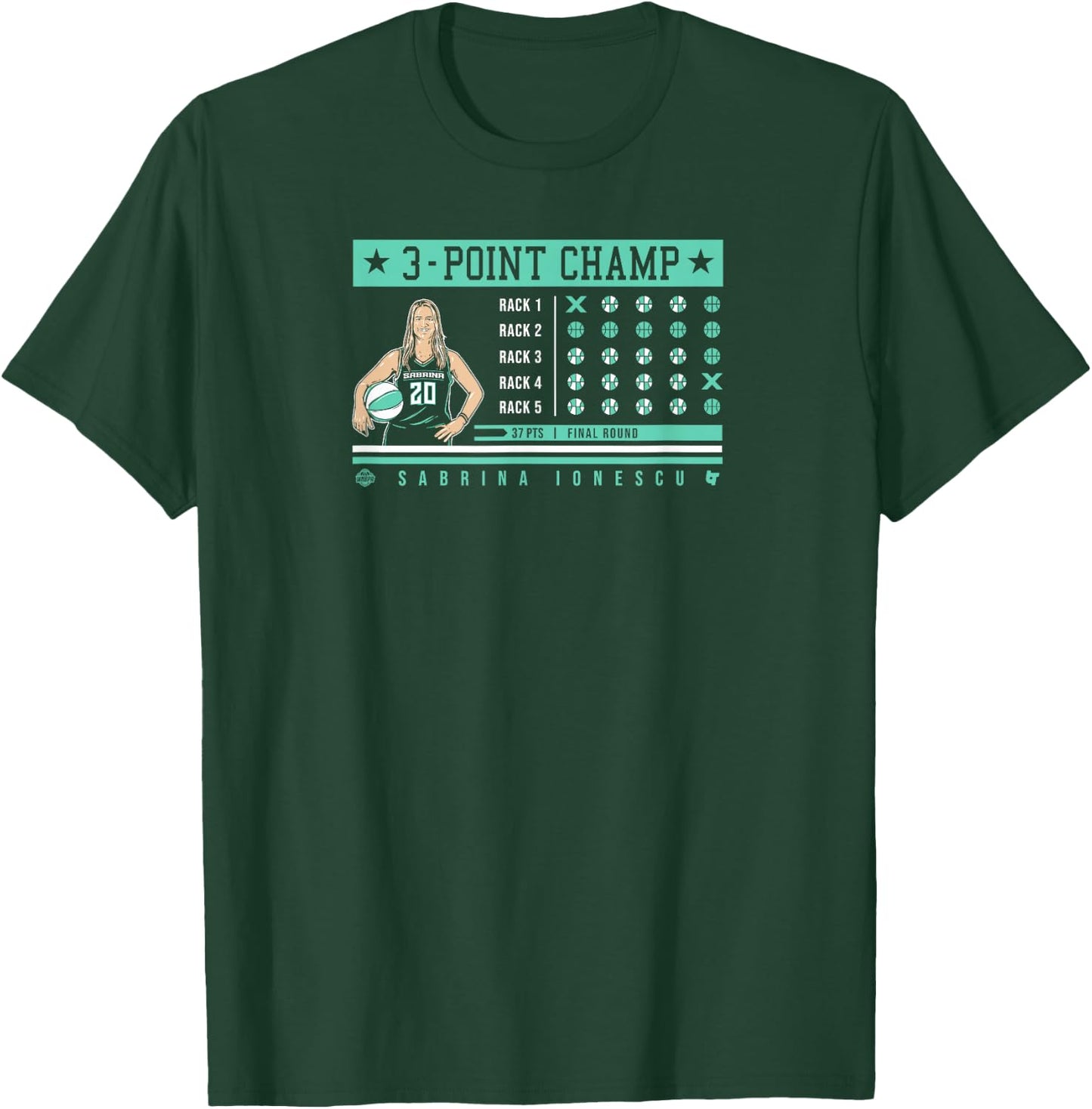 Sabrina Ionescu - 3-Point Champ - New York Basketball T-Shirt - T-Shirt | Forest
