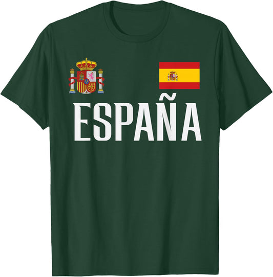 Spain Flag Espana Football Soccer Fan Men Women Kids T-Shirt - T-Shirt | Forest