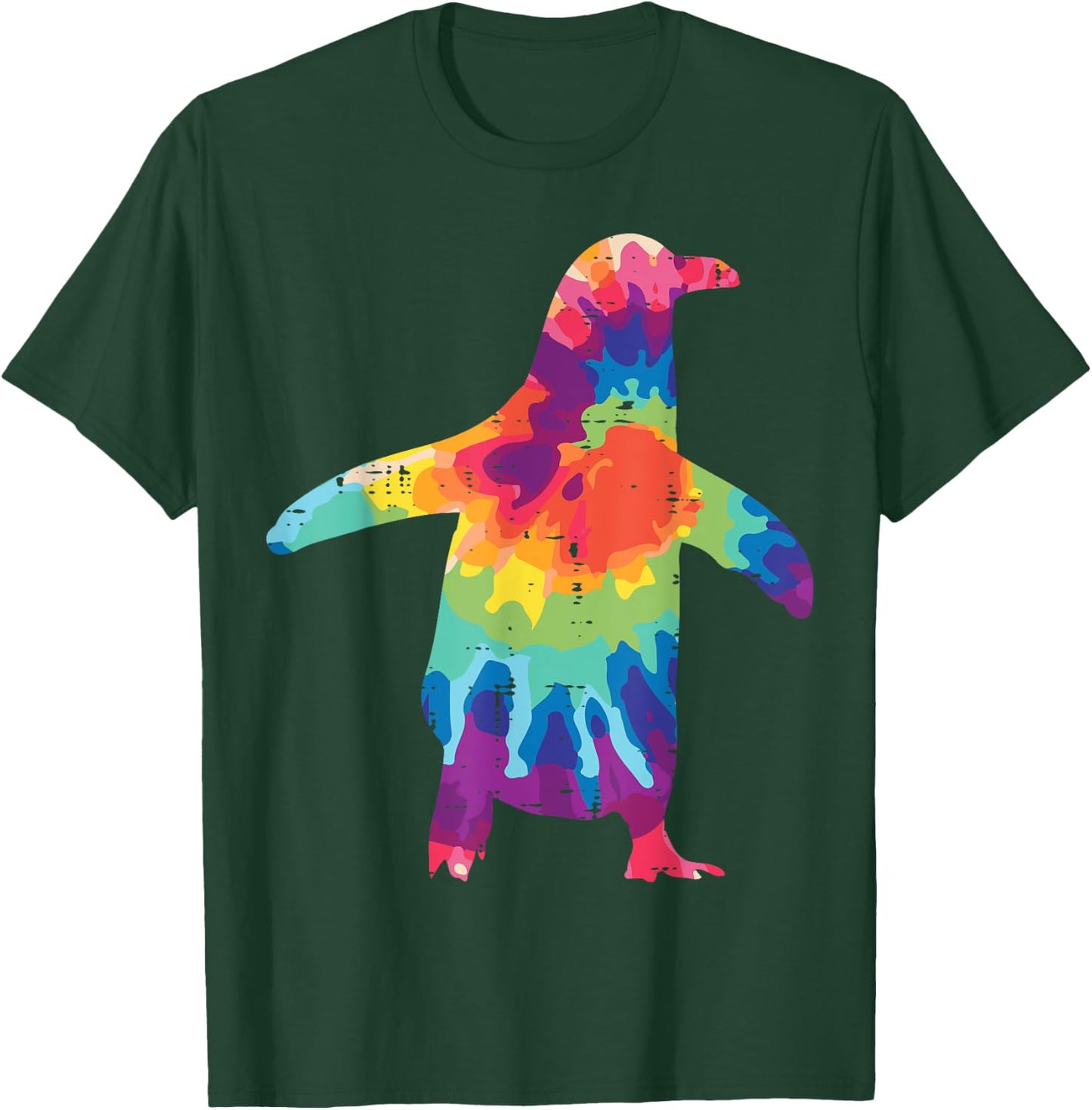 Penguin Silhouette Tie Dye Retro Groovy Hippie Men Women Kid T-Shirt - T-Shirt | Forest