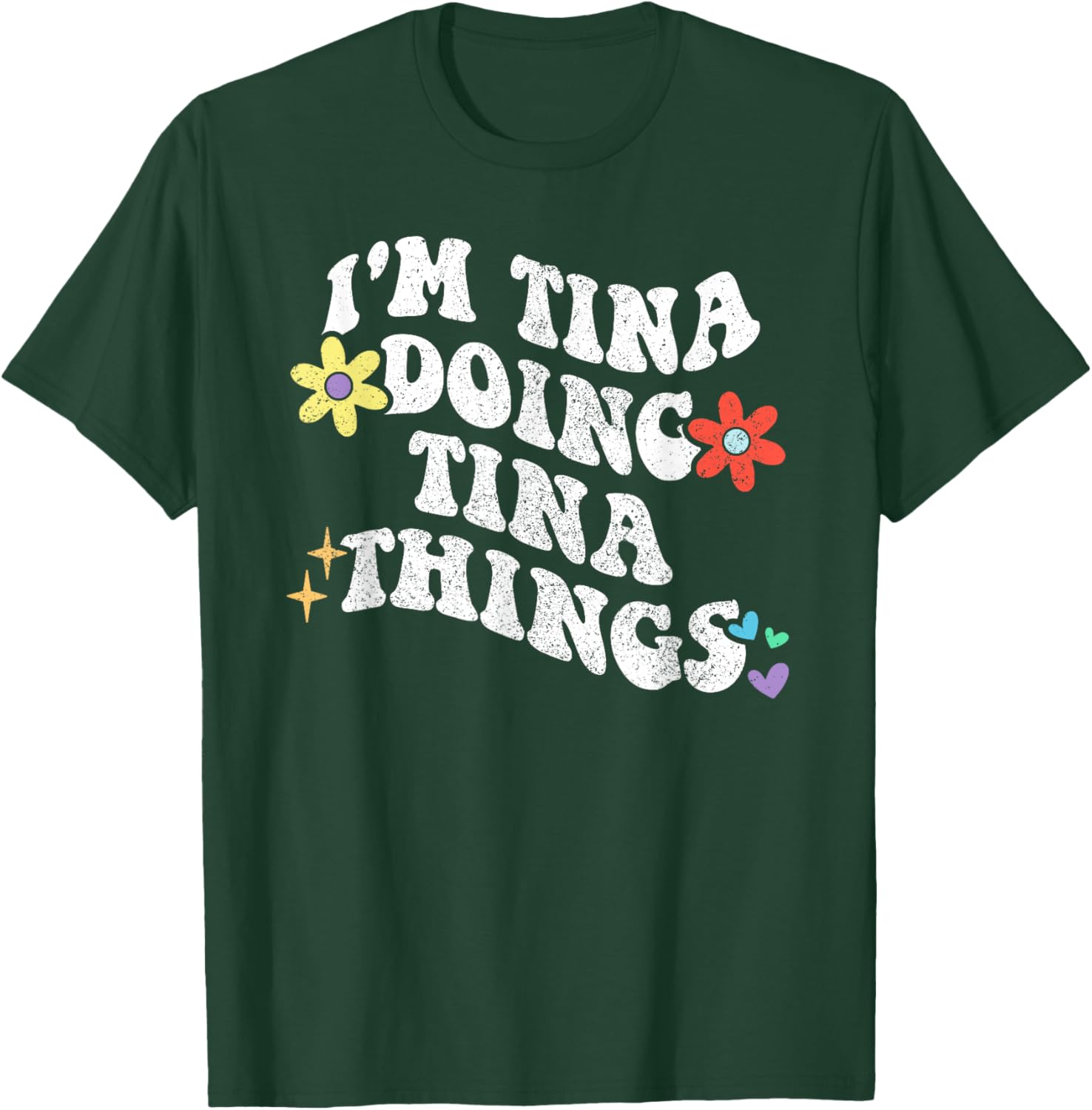 Retro Groovy Im TINA Doing TINA Things Funny Mother's Day T-Shirt - T-Shirt | Forest