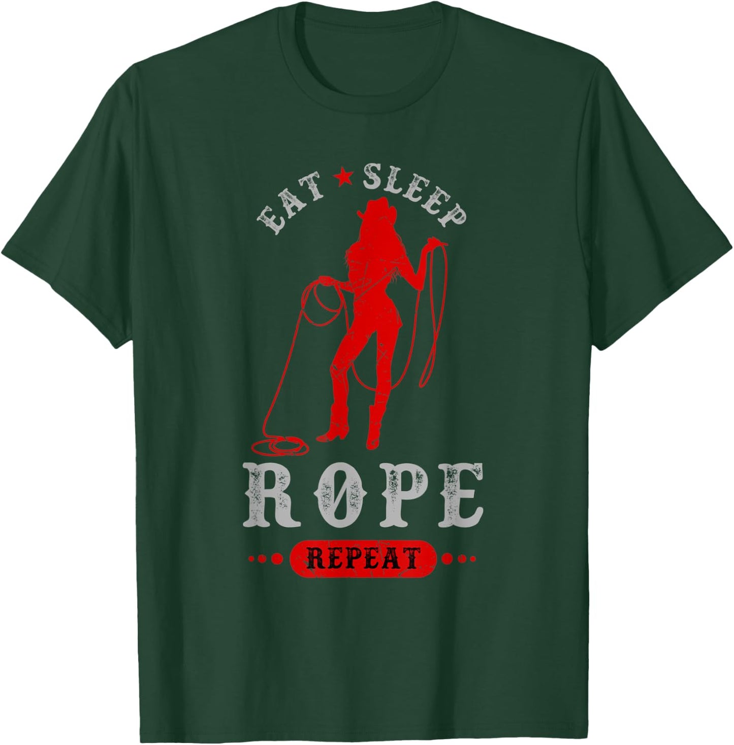 Bullriding and Rodeo or Eat Sleep Rope Repeat T-Shirt - T-Shirt | Forest