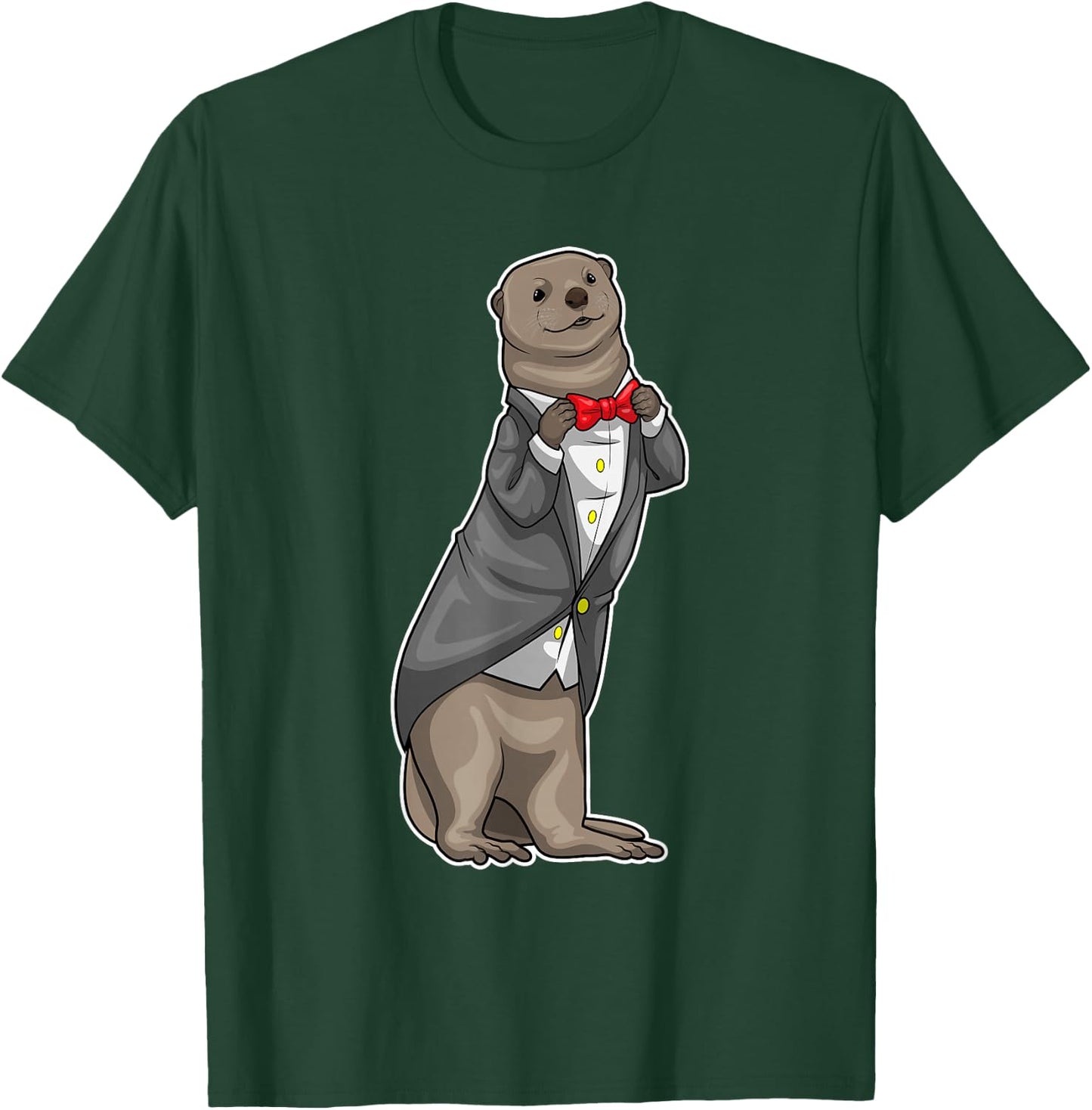 Otter Groom Bow tie Wedding T-Shirt - T-Shirt | Forest
