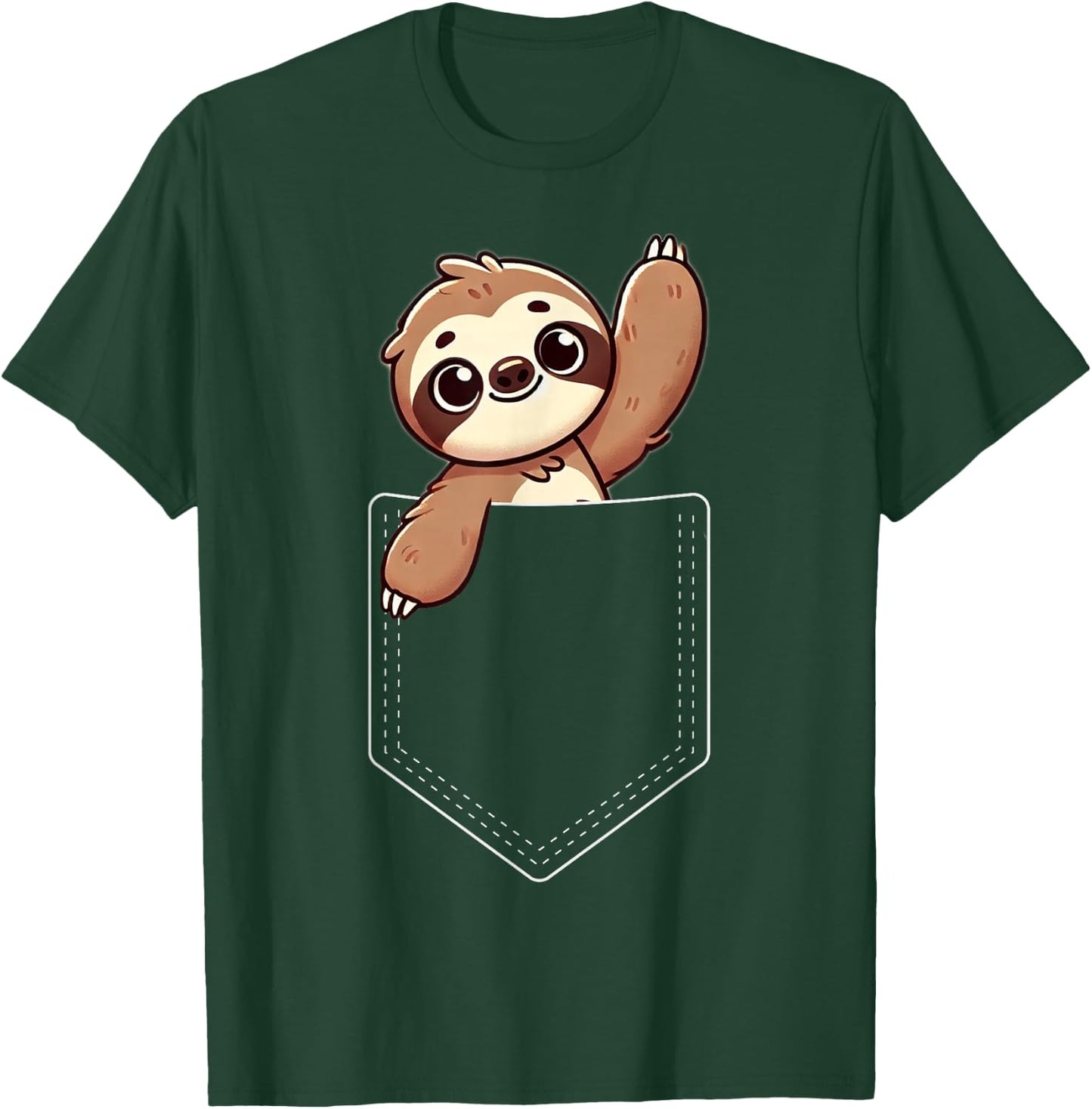 Funny Sloth Waving In Pocket Sloth Animal Lover T-Shirt - T-Shirt | Forest