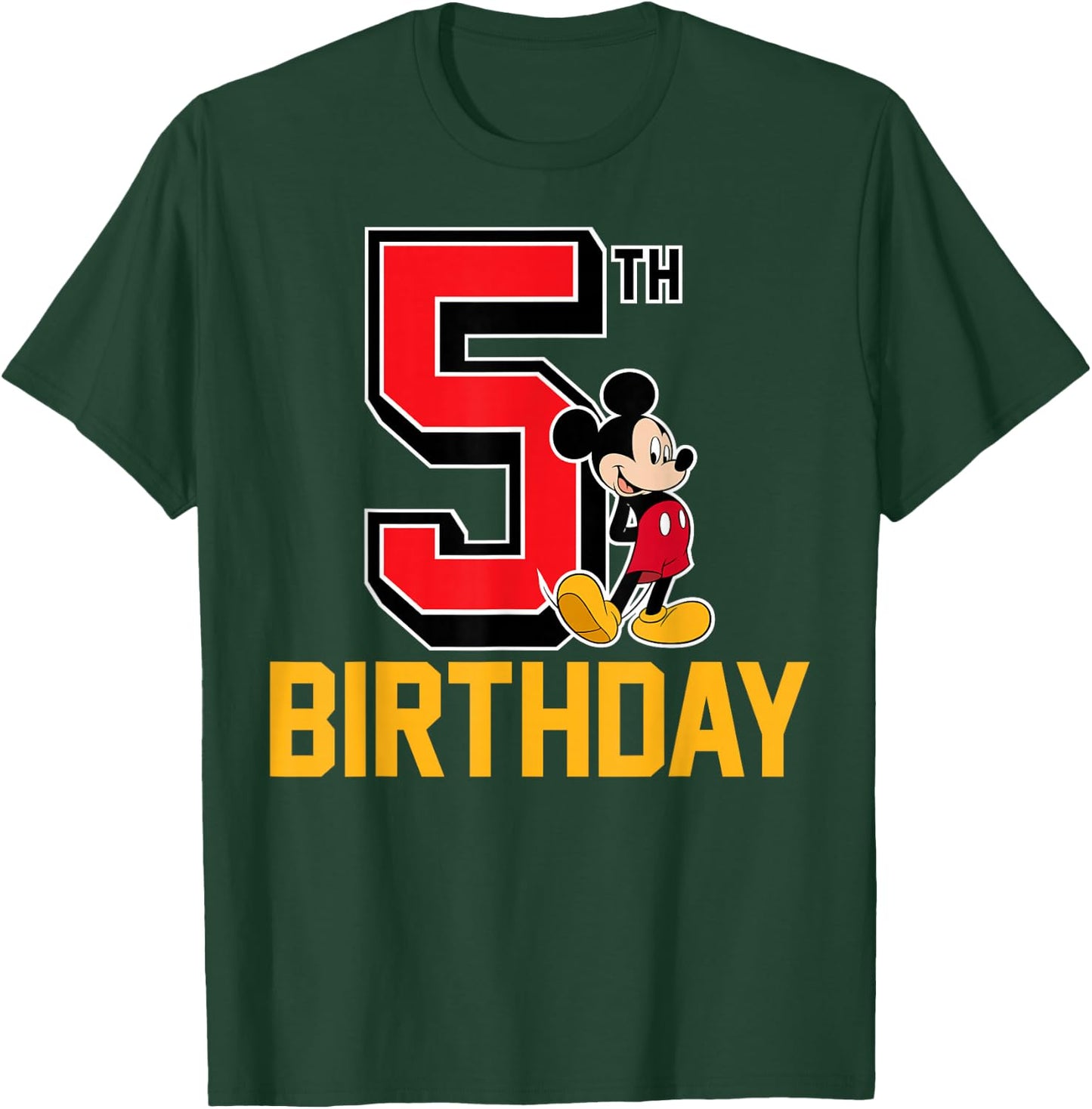 Disney - Mickey Mouse My 5th Birthday T-Shirt - T-Shirt | Forest