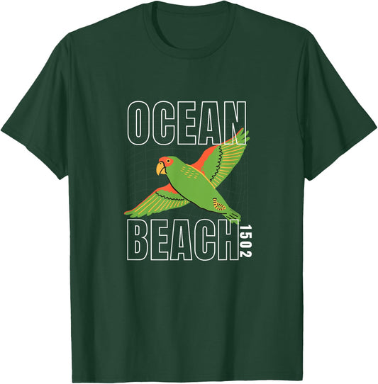 Ocean Beach , San Diego, California OB Parrot 1502 T-Shirt - T-Shirt | Forest