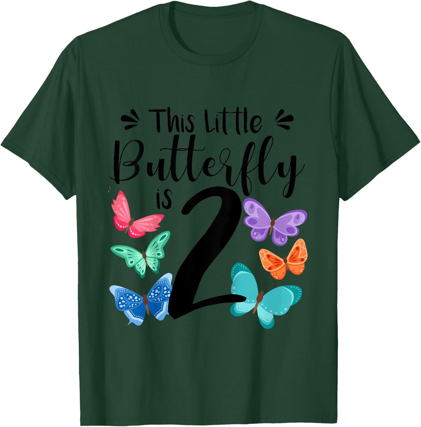 2 Year Old Butterfly Birthday Girls 2nd Girl Party Gift T-Shirt - T-Shirt | Forest