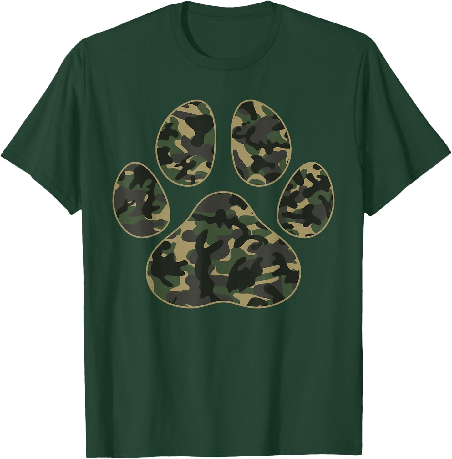 Cute Camo Paw Print Pet Owner Camouflage Paw Print Dog Lover T-Shirt - T-Shirt | Forest