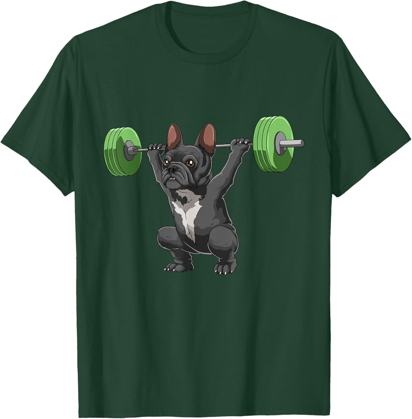 Funny French Bulldog Weightlifting and Bodybuilding Women Girls Kids T-Shirt - T-Shirt | Forest