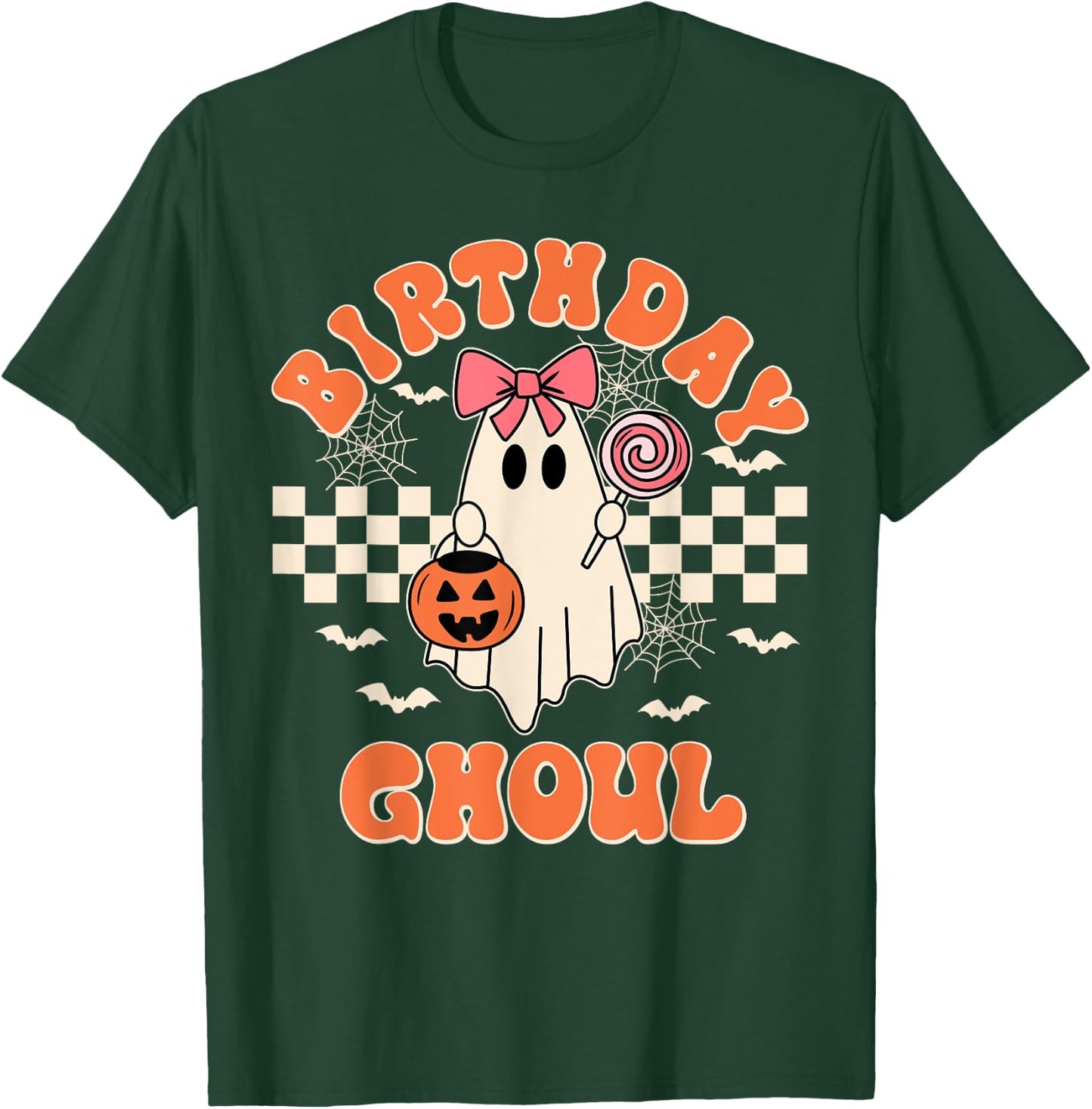 Birthday Ghoul Spooky Season Groovy Halloween Kids Girls T-Shirt - T-Shirt | Forest