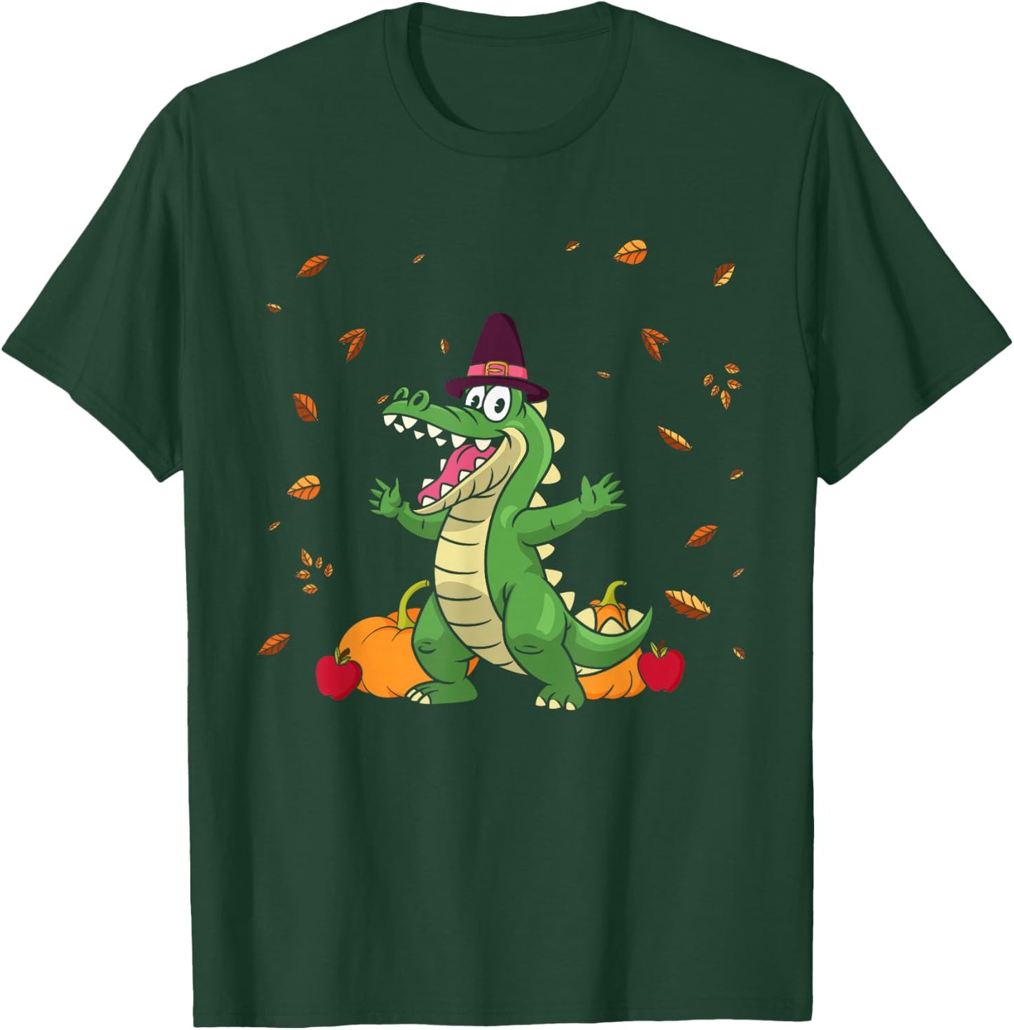 Thanksgiving Crocodiles Alligators Pilgrim Pumpkin Turkey T-Shirt - T-Shirt | Forest