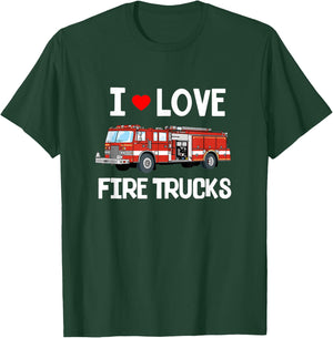I Love Fire Trucks Shirt - Toddler Kids T-Shirt - T-Shirt | Forest