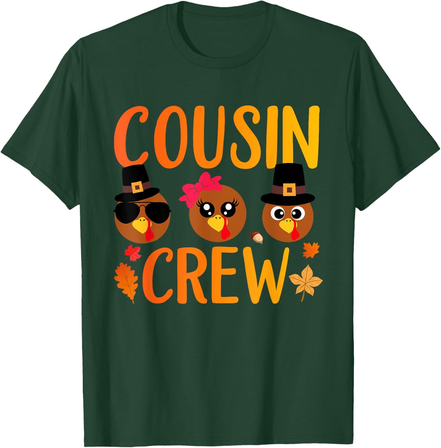 Cousin Crew Thanksgiving Kids Family Matching Turkey Day T-Shirt - T-Shirt | Forest