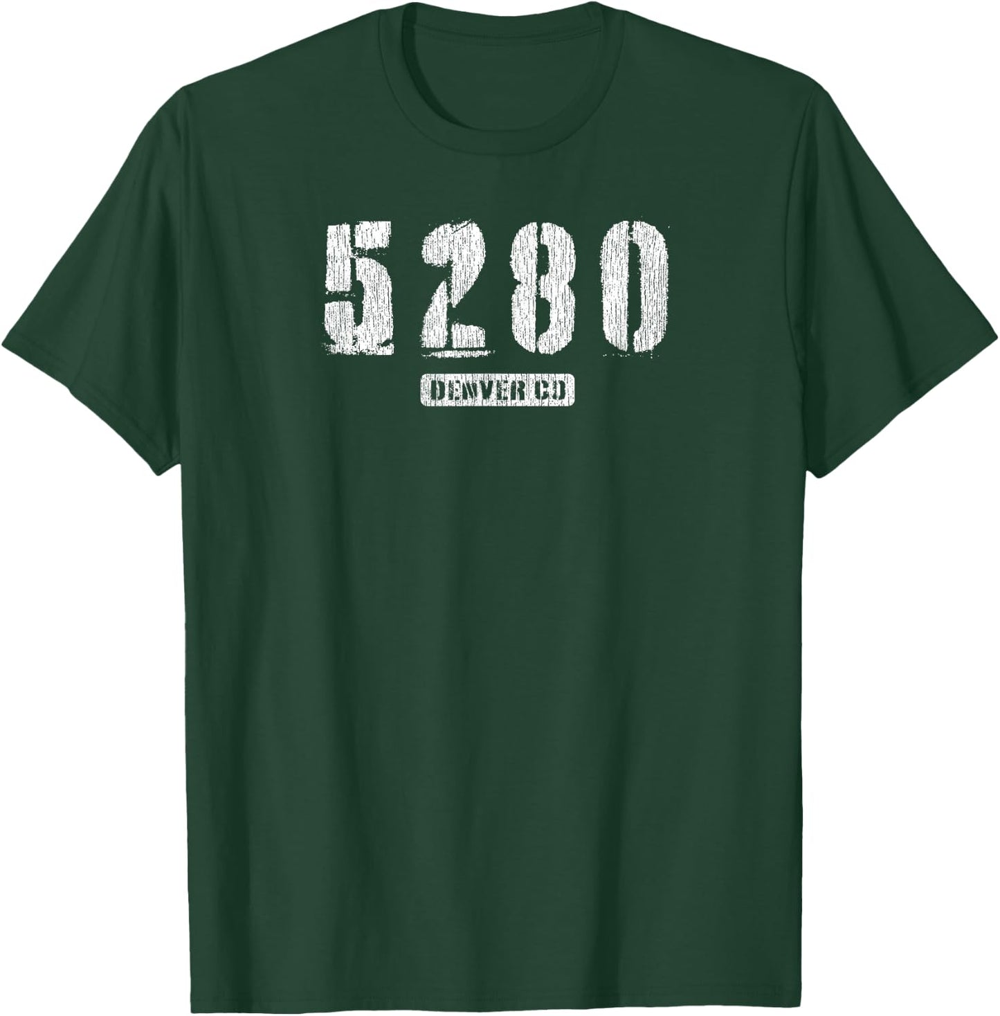 5280 Denver CO Edgy Rough Stencil Design With Details T-Shirt - T-Shirt | Forest