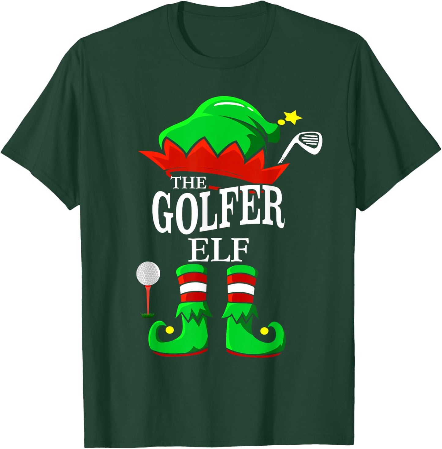 The Golfer Elf Matching Group Family Christmas Gift Funny T-Shirt - T-Shirt | Forest