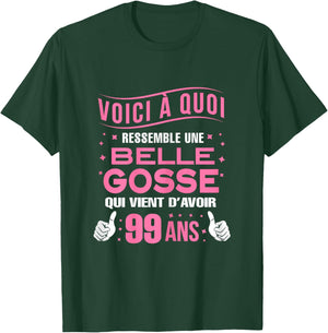 Here is a beautiful kid 99 years old birthday woman 99 years old T-Shirt - T-Shirt | Forest