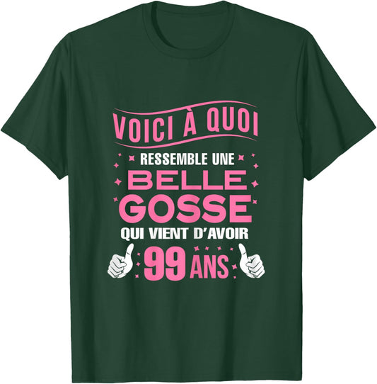 Here is a beautiful kid 99 years old birthday woman 99 years old T-Shirt - T-Shirt | Forest