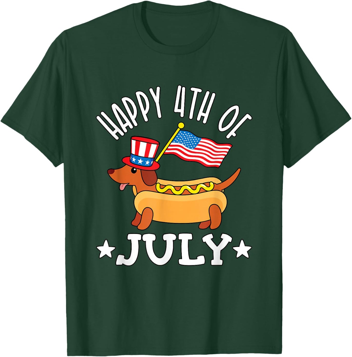 Patriotic Dachshund Fourth of July 4th Flag Cute Hot Dog T-Shirt - T-Shirt | Forest